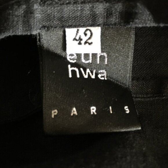 EUNHWA Paris Linen Black Asymmetric Blouse Jacket 42 L - Picture 6 of 8